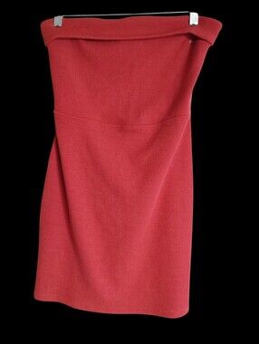 Strapless Burnt Orange Knit Sheath Dress